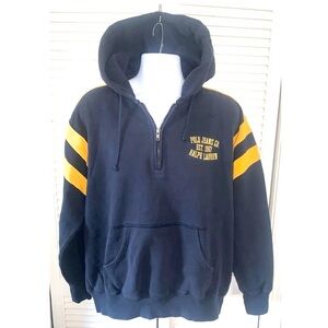 Vintage Polo Jeans Ralph Lauren Blue and yellow hoodie Men’s Large